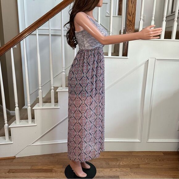 Lace chiffon patterned maxi dress - Picture 9 of 13